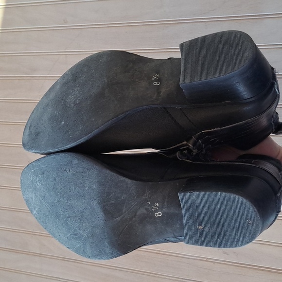 Diba Skyler Distressed Western Almond Toe Leather Slip-On Block Heel Booties - Picture 11 of 11